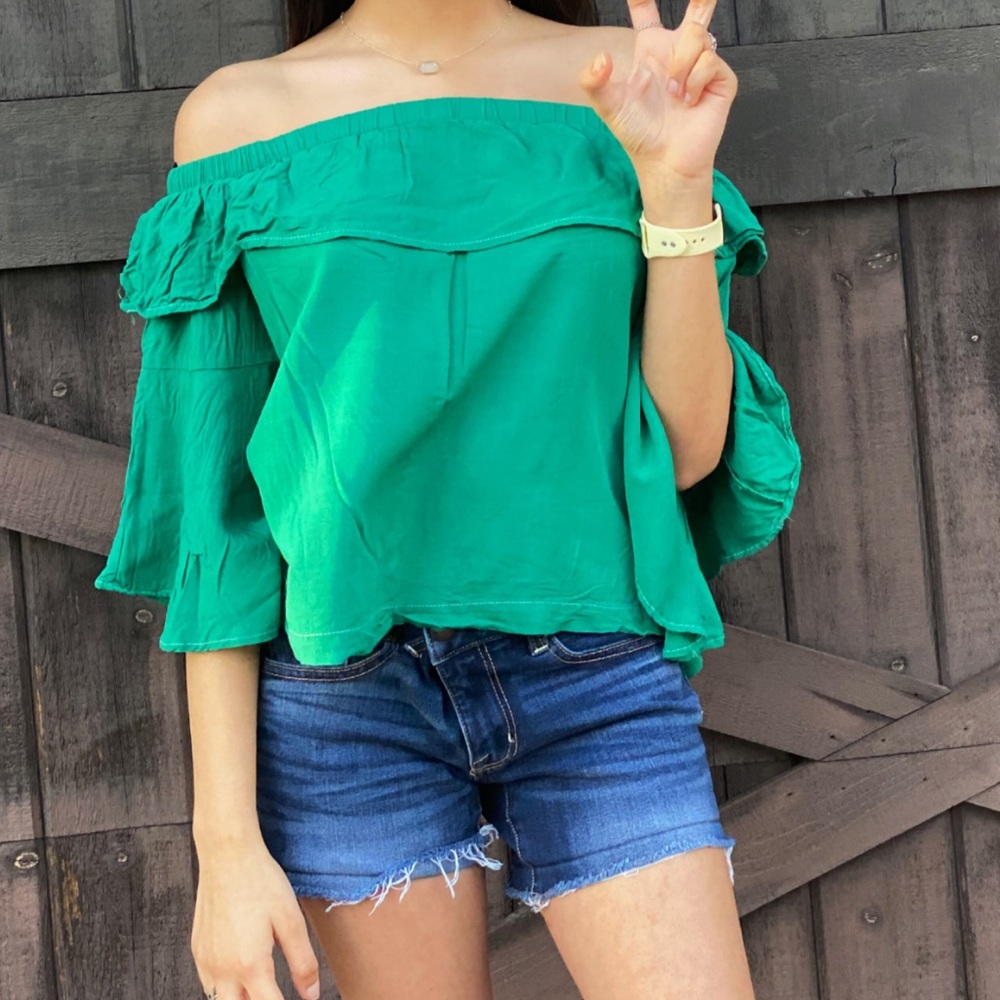 green blouse